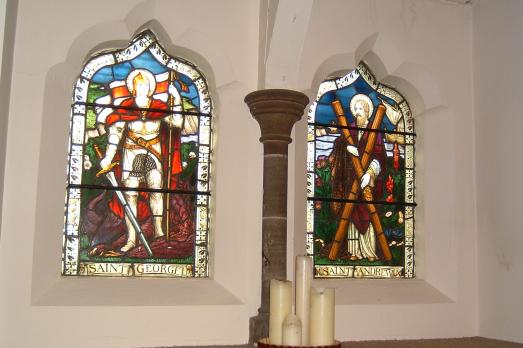 Two small windows in a church