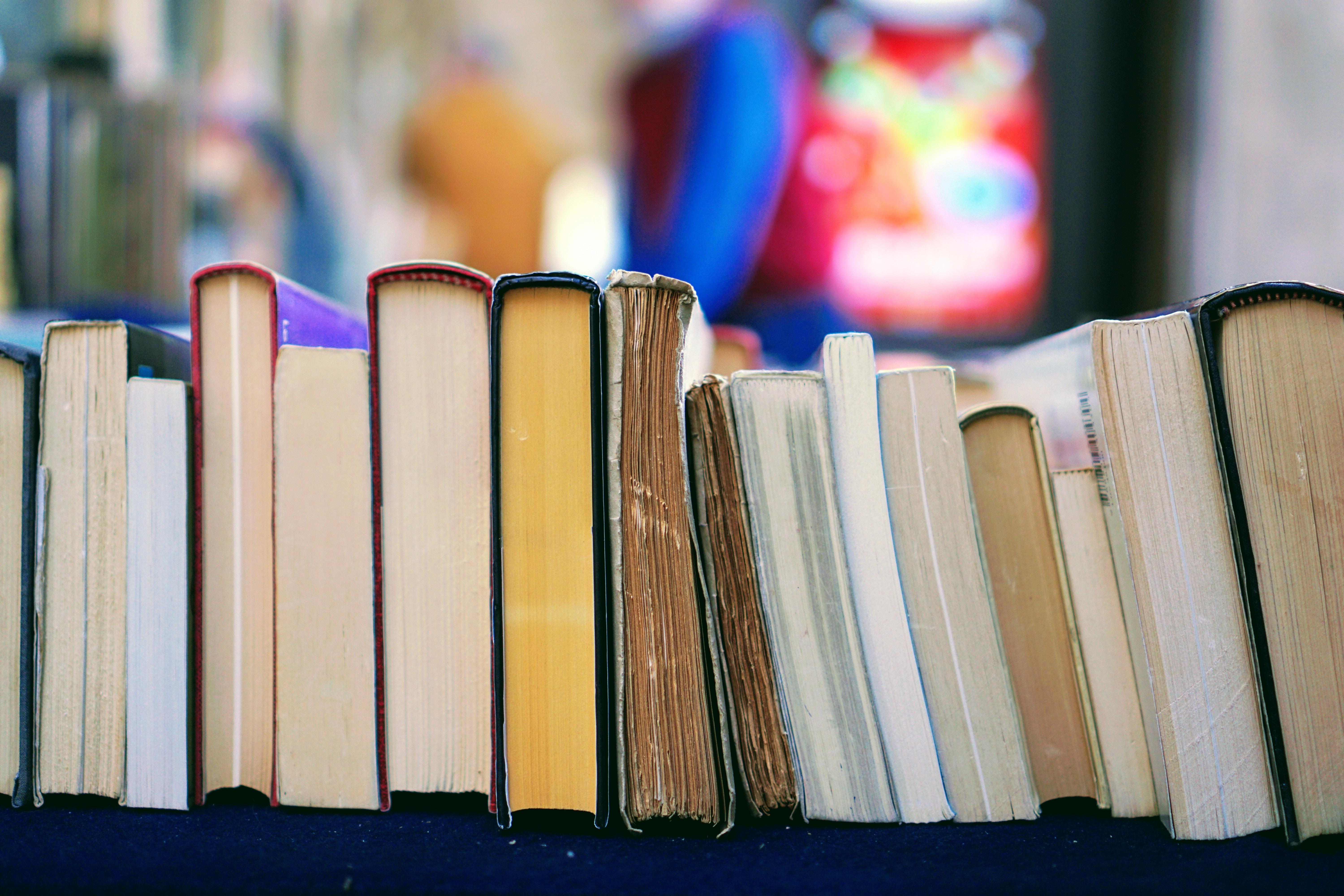 The top of a row of books