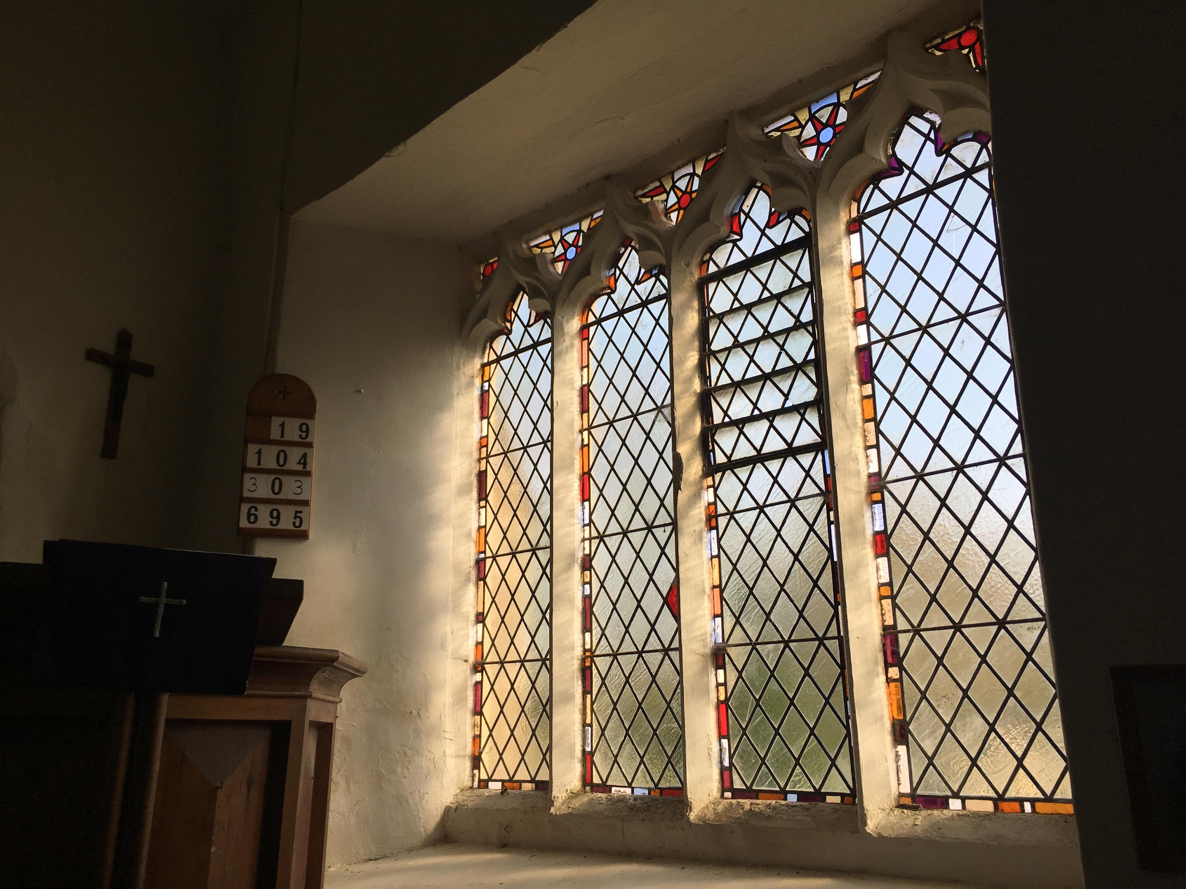 Light flooding through a church window