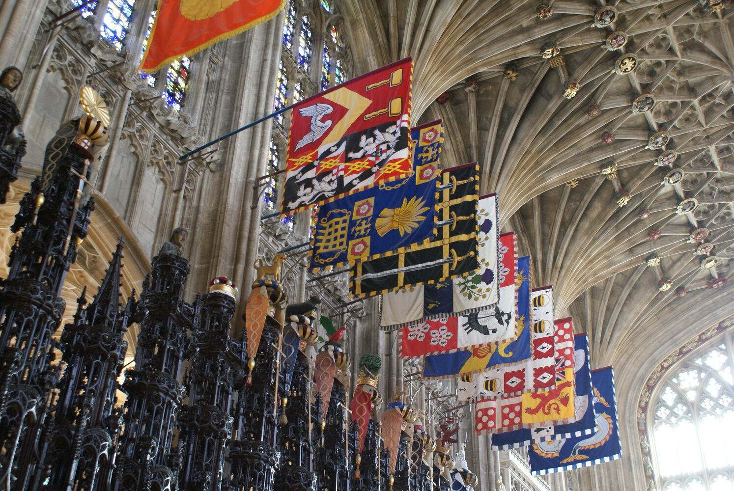 Flags in St George's Chapel in Windsor