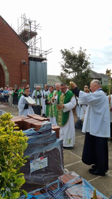 A service takes place outside St Stephen on the Cliffs Church, Blackpool