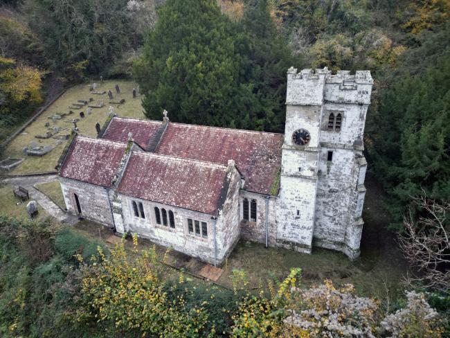 Ibberton St Eustace Church pictured from above