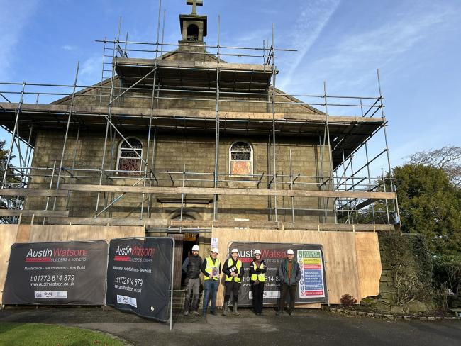 Scaffolding on a church