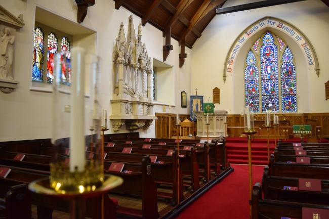 The inside of a church